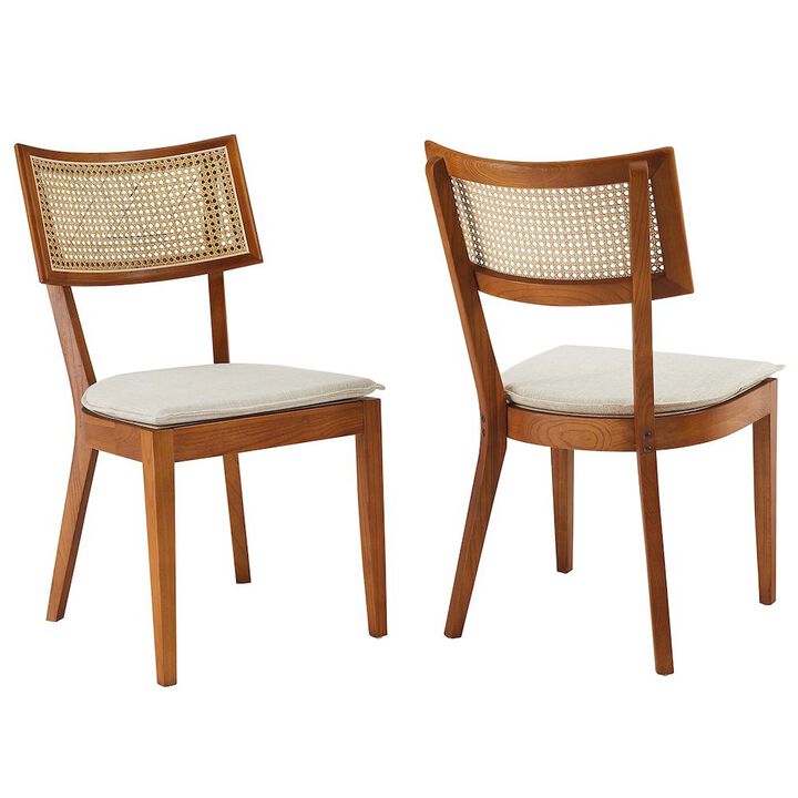 Caledonia Fabric Upholstered Wood Dining Chair Set of 2
