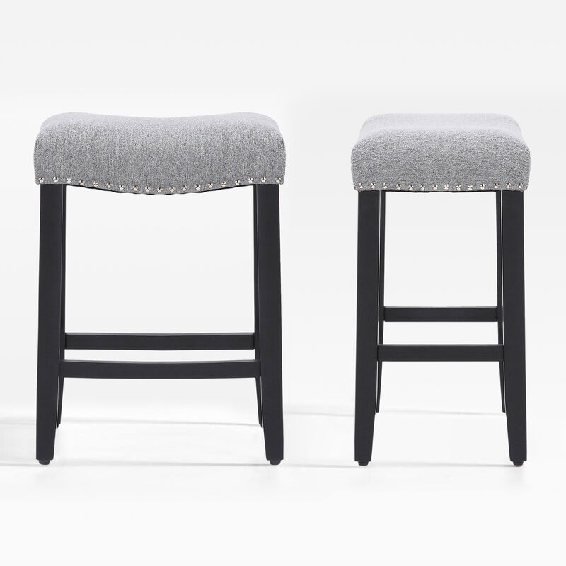 WestinTrends 24" Upholstered Saddle Seat Counter Stool (Set of 2) image number 2