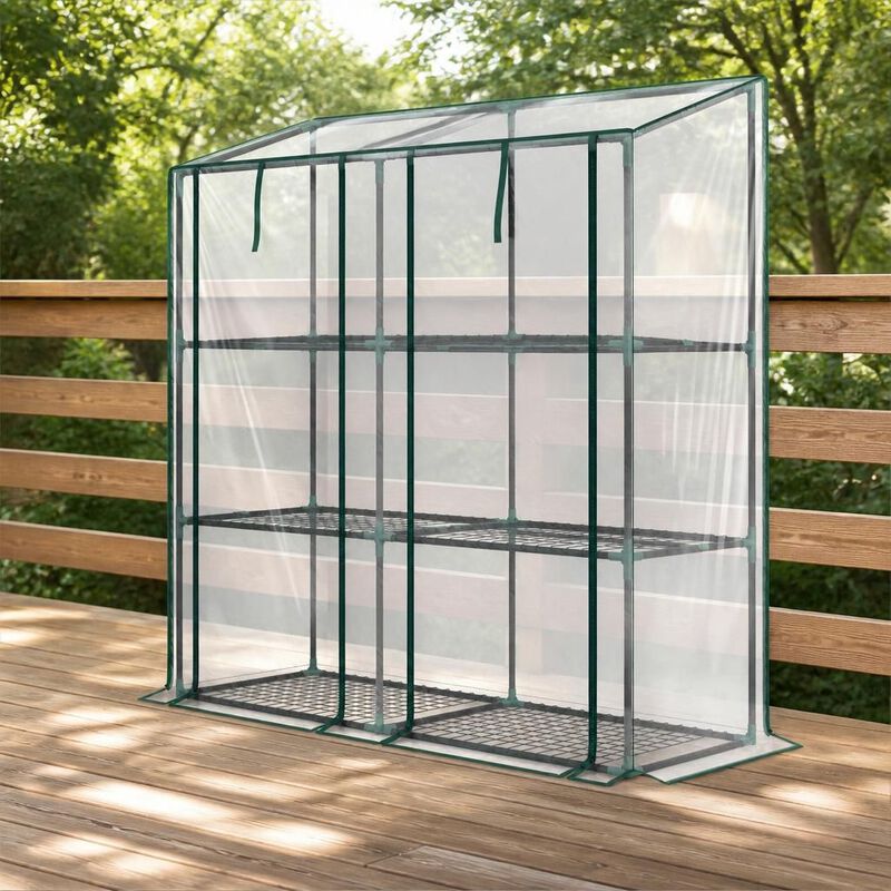 WOW PIONEER Portable Lean-to Wall Greenhouse with Three-Tier Six Wire Shelves for Plant Protection, Growing and Space-Saving Outdoor Indoor Use image number 3
