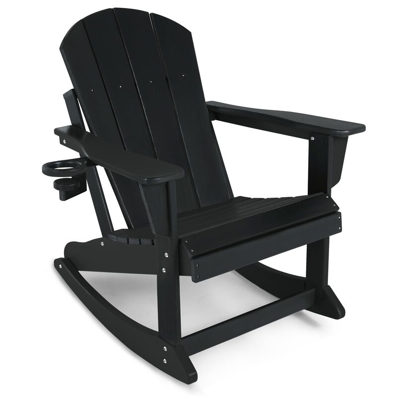 ABCPATIO Plastic Adirondack Chair - Rocking Adirondack Chairs with Cup Holder, Weather Resistant Seating for Patio, Porch, Deck,
