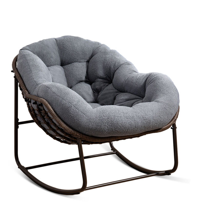 Merax Outdoor Rattan Rocking Chair,Padded Cushion Rocker Recliner Chair image number 0