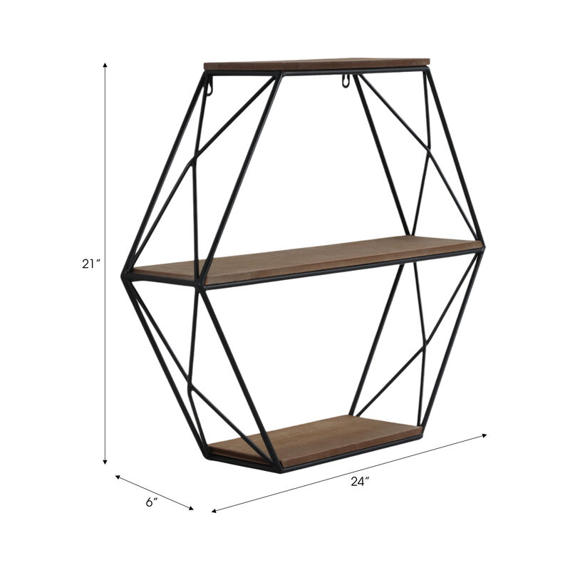 3 Tier Hex Wall Shelf
