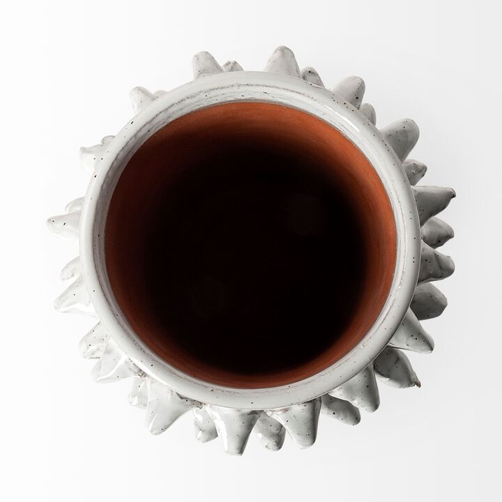 Decorative Spikely Ceramic Vase in Whitewash Finish for Home Display