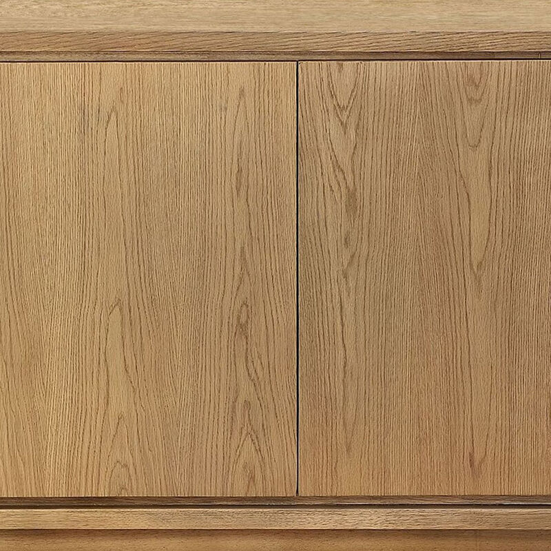 74 Inch TV Media Entertainment Console, 2 Door Cabinet, 6 Shelves, Brown - Benzara