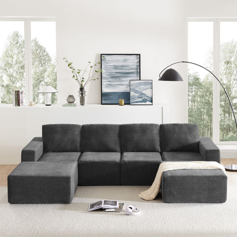 Merax Modular U Shaped Sectional Sofa Floor Couch Set