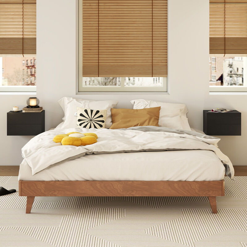 Wall-Mounted Floating Nightstand with 2 Storage Drawers for Bedroom image number 3