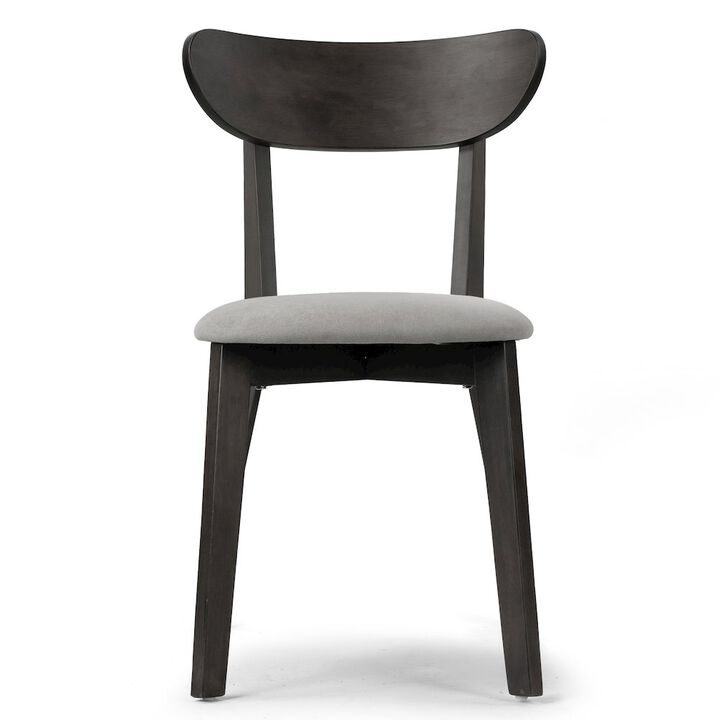 Glamour Home Set of 2 Aspen Black Rubberwood Dining Chair with Upholstered Seat