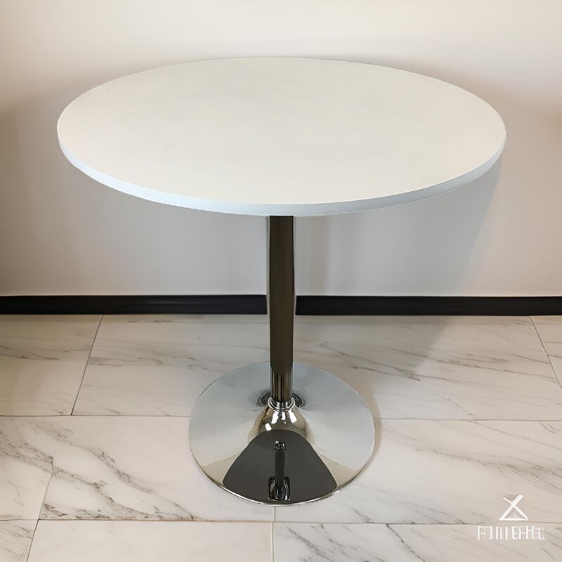 Mari 36 Inch Counter Height Table, White Round Top and Stainless Steel Base