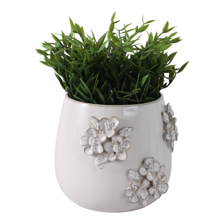 Flower Bunches Planter, Ivory