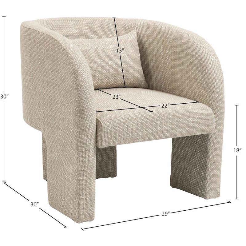 Meridian Furniture Sawyer Beige Weaved Polyester Fabric Accent Chair
