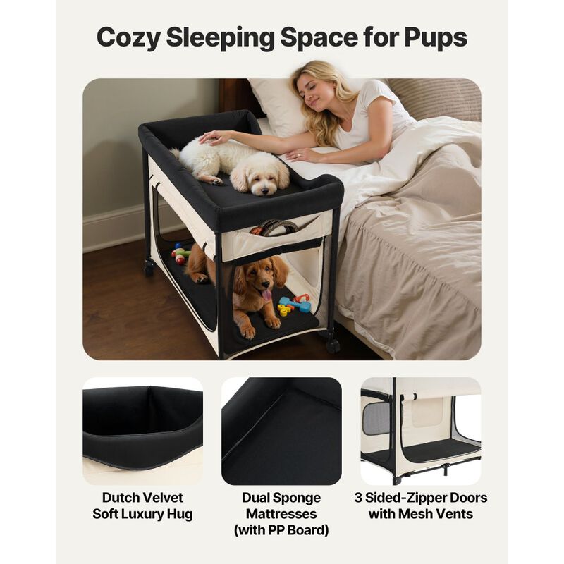Large Elevated Foldable Dog & Cat Bed, Raised Pet Cot with Wheels & Storage Bags image number 5