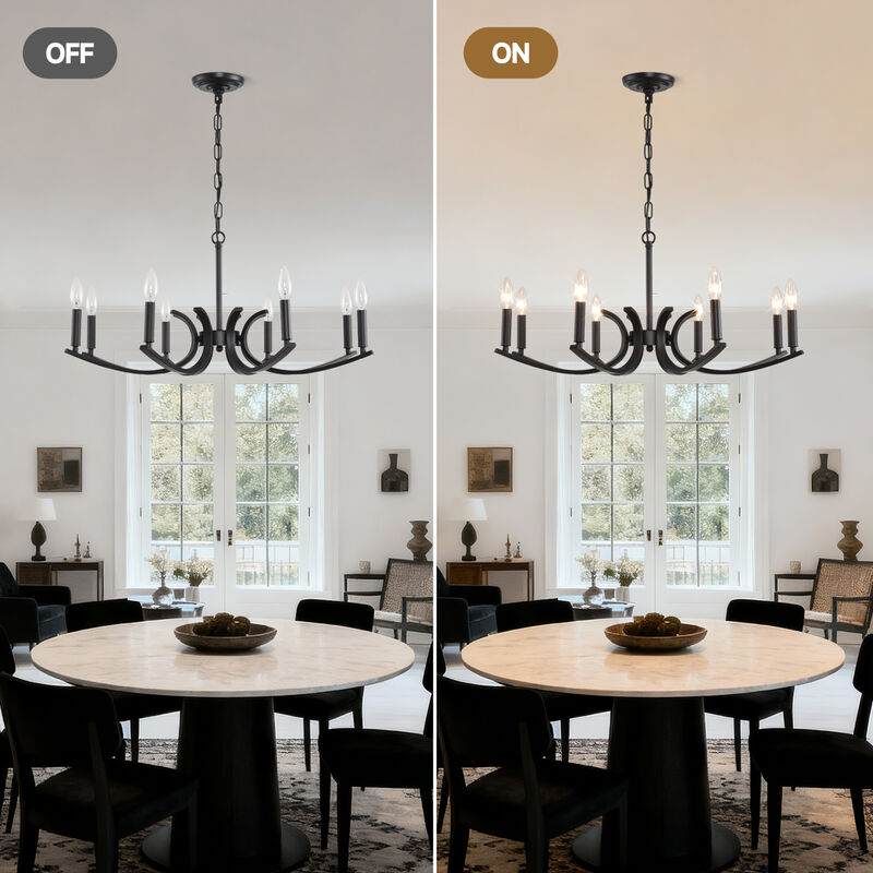 ELEMENT ACE 8-Light Adjustable Height Hanging Chandelier Lighting Fixture Ideal for High Ceiling Living Rooms, Dining Rooms, Foyers, Kitchen Islands and Bar Areas image number 3