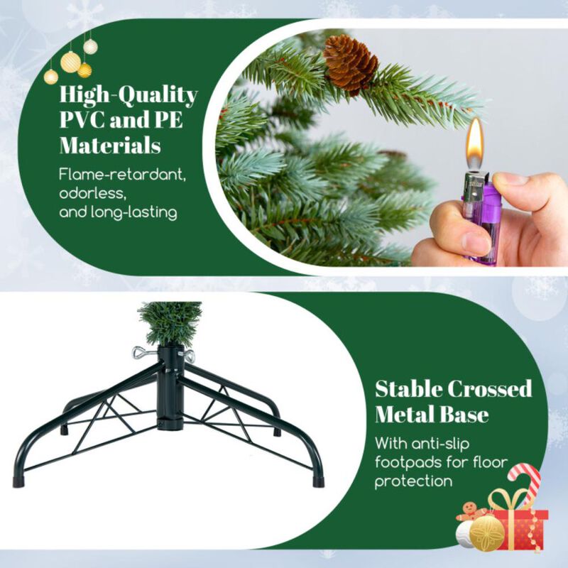 Hivvago Christmas Tree with Warm White LED Lights and Pine Cones