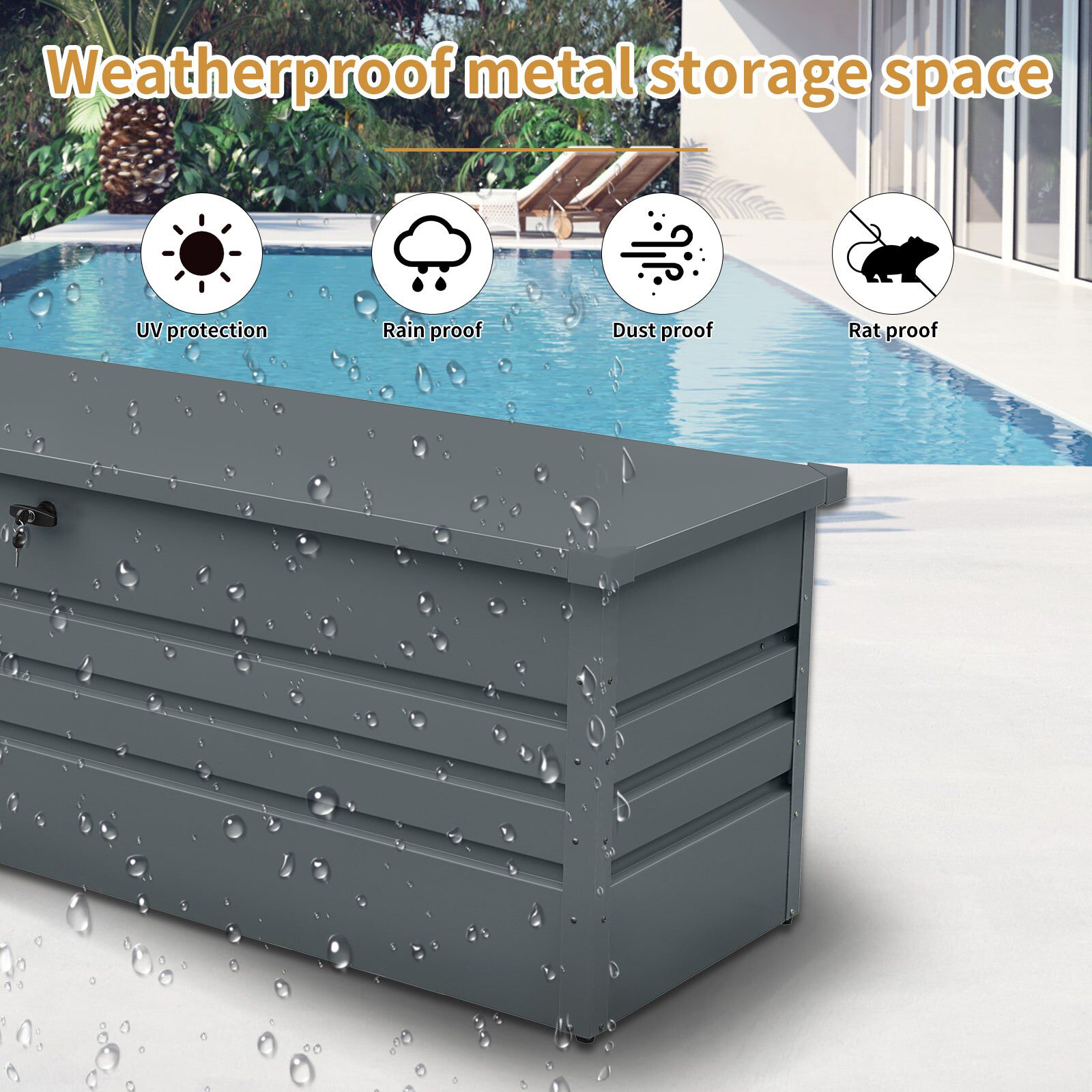 Mondawe 260 Gallon Weather-Resistant Metal Deck Box,Versatile