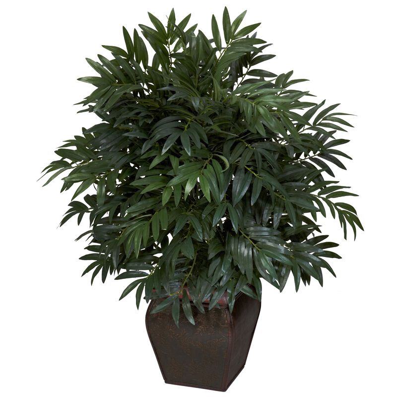 Hivvago Double Bamboo Palm w/Decorative Planter Silk Plant