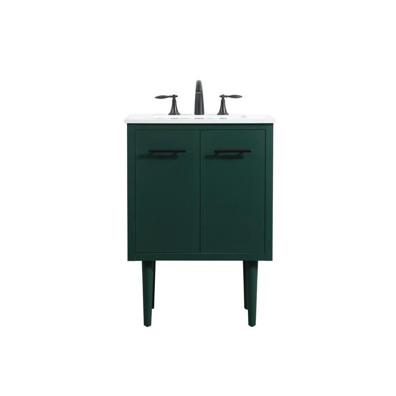 Elegant Kitchen and Bath 24 inch Single bathroom vanity in green