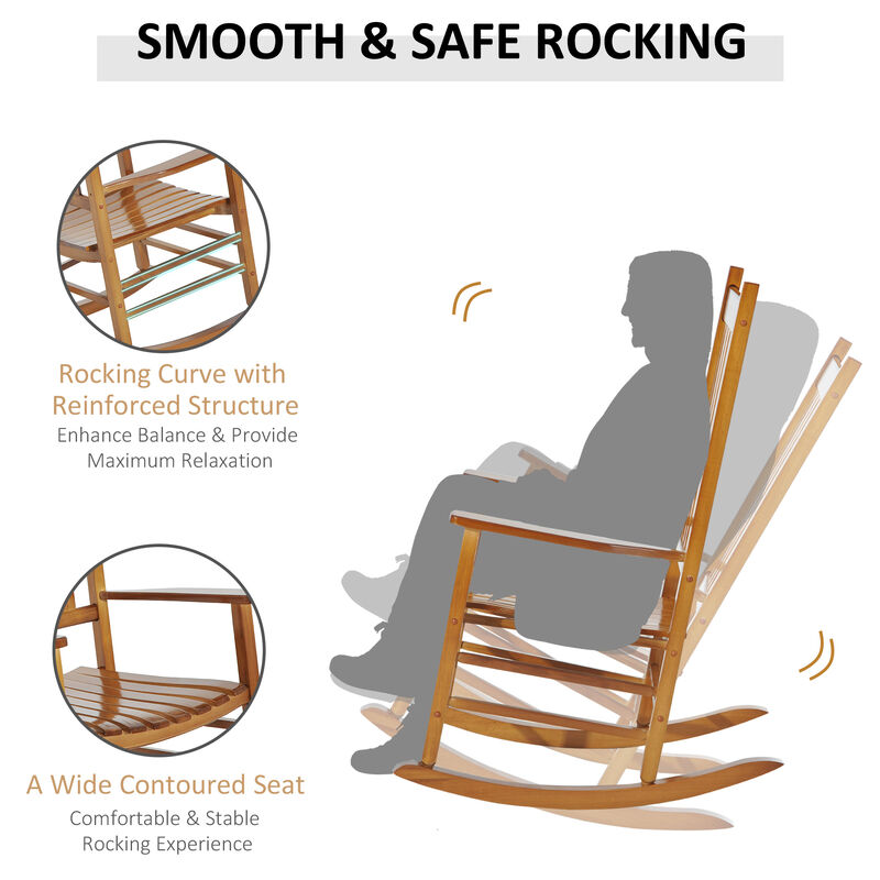 Wood Rocking Chair, Indoor / Outdoor Wooden Porch Rocker, Rustic Natural