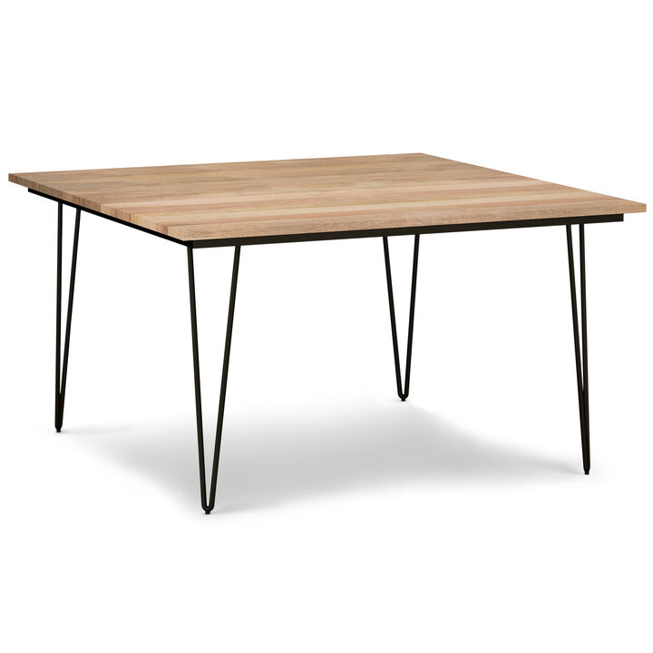 Hunter SOLID MANGO WOOD and Metal 54 inch x 54 inch Square Industrial Dining Table in Natural