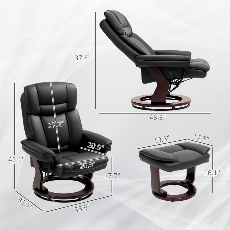 Hivvago PU Leather Recliner with Matching Ottoman image number 2