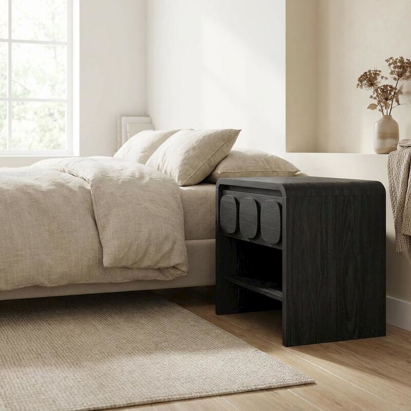 Gray Finish Nightstand with Minimalist Design and Smooth Surface image number 2