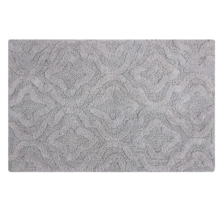 Knightsbridge Link Bath Rug Cotton Non Skid Back - 20x30", Silver