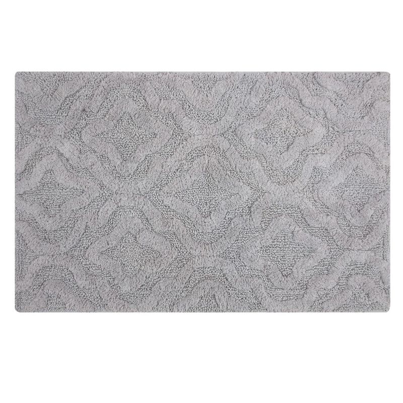 Knightsbridge Link Bath Rug Cotton Non Skid Back - 20x30", Silver