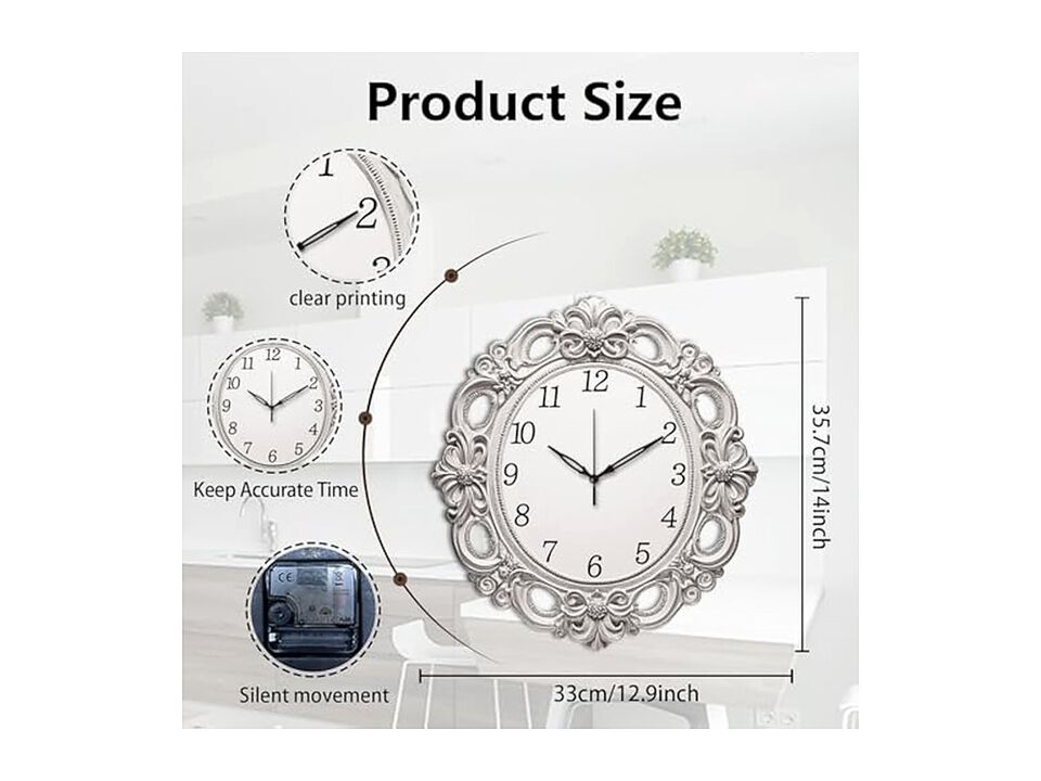 Retro Irregular Shape Flat Printed Wall Clock 5 Inch Silent Non Ticking