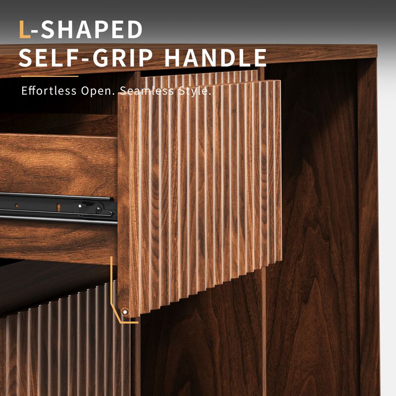 Vattof Modern Fluted Bar Cabinet image number 3