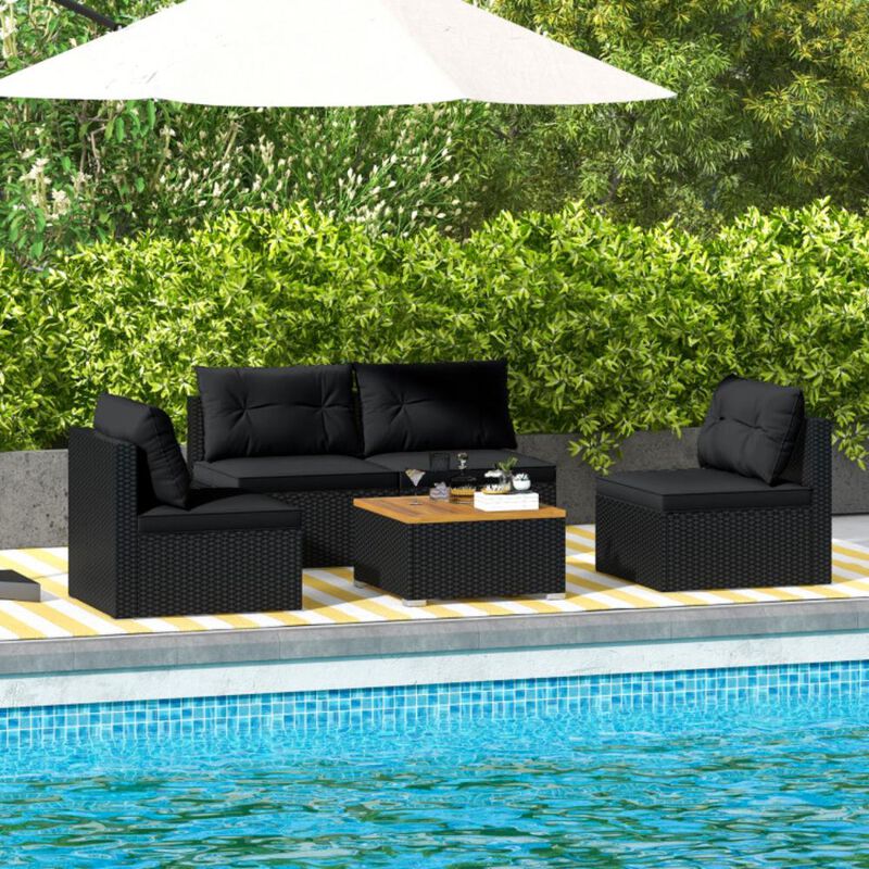 Hivvago 5 Piece Outdoor Furniture Set with Solid Tabletop and Soft Cushions