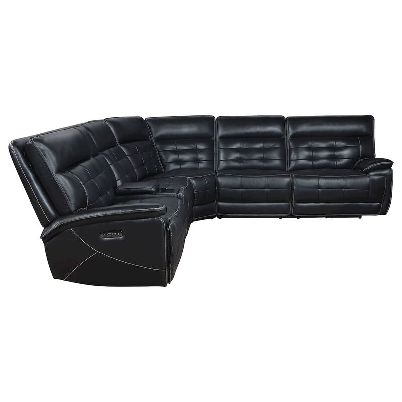 Coaster Co. of America Hewitt Leather Upholstered Power Reclining Sectional Black image number 5