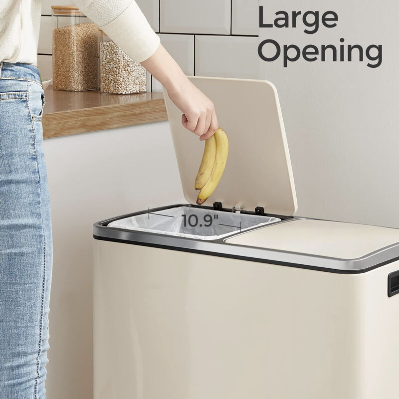Dual Compartment Trash Can with Hinged Airtight Lids Kitchen Bin image number 3