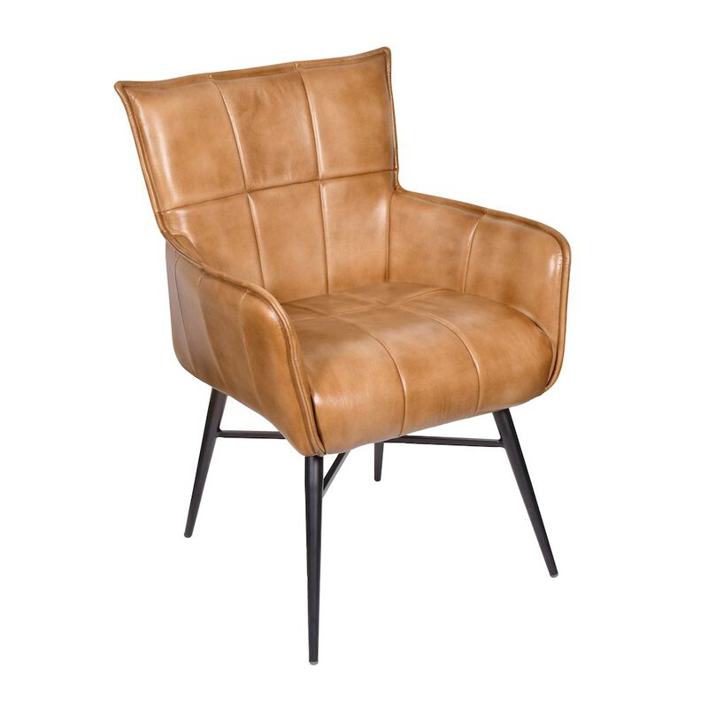 Alex Hamilton Gabriel Genuine Leather Armchairs in Caramel