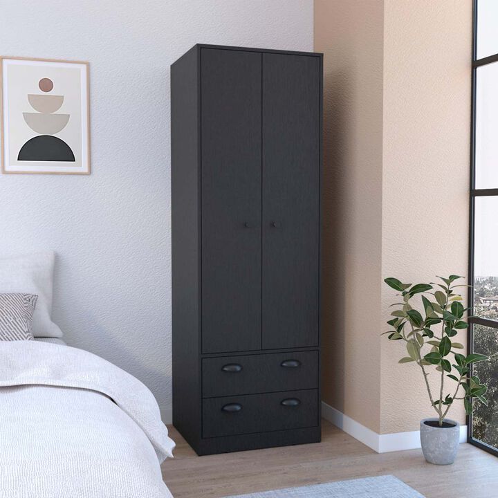 St Monans Armoire with Double Door and 2-Drawers -Black
