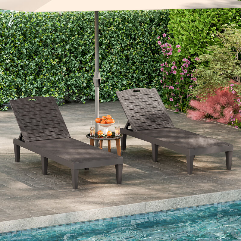 Set of 2 Outdoor PP Chaise Lounge Chairs with Adjustable Backrests image number 3