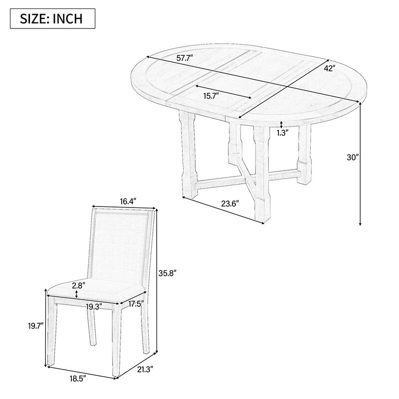 Merax  7-Piece Retro Dining Table Set for 6
