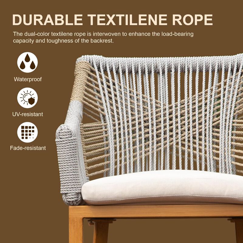 CLIHOME Modern Textilene Bohemian Style Counter Bar Chairs,Outdoor Patio Aluminum Tall Bar Chairs with Cushion(Set of 2) image number 4