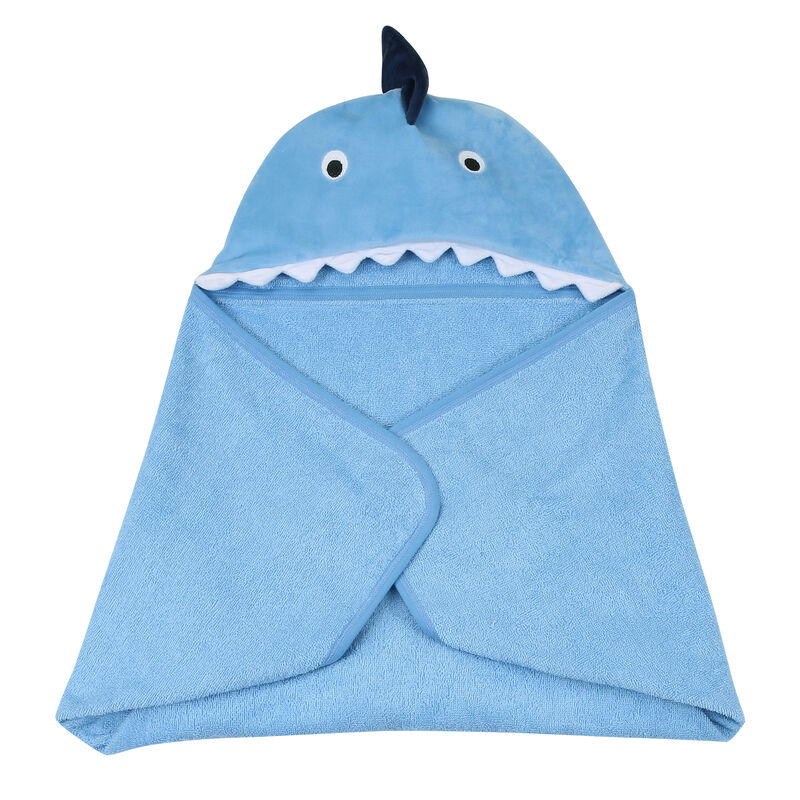 Lambs & Ivy Baby/Infant Luxury Cotton Terry Shark Hooded Bath Towel
