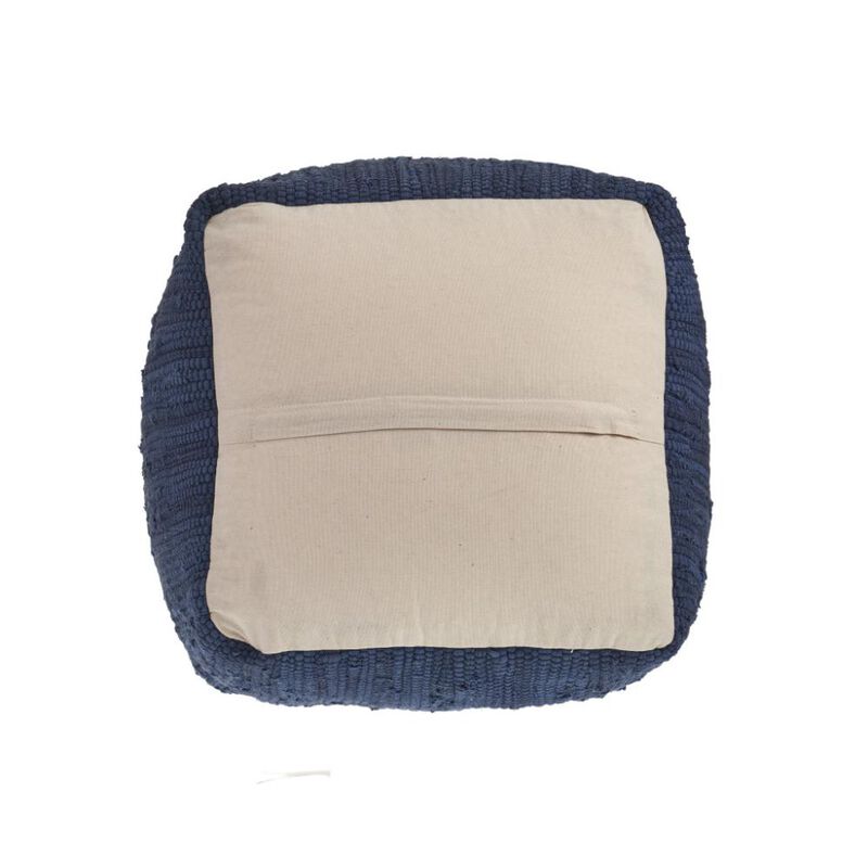 Hivvago 18 Inch Indigo Cotton And Jute Cube Pouf Ottoman