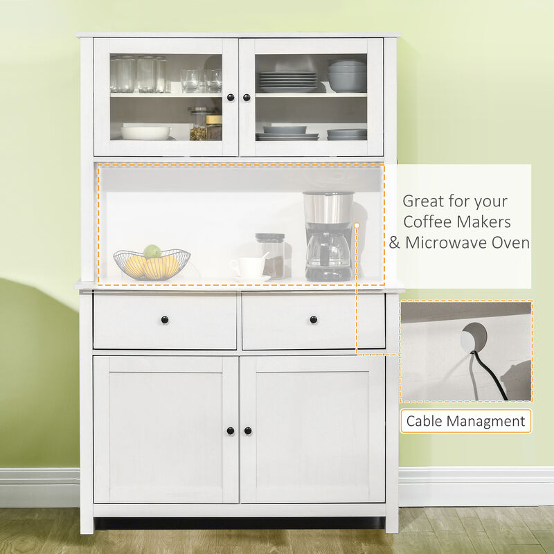 Hivvago Kitchen Storage Cabinet with Glass Doors and Drawers image number 4