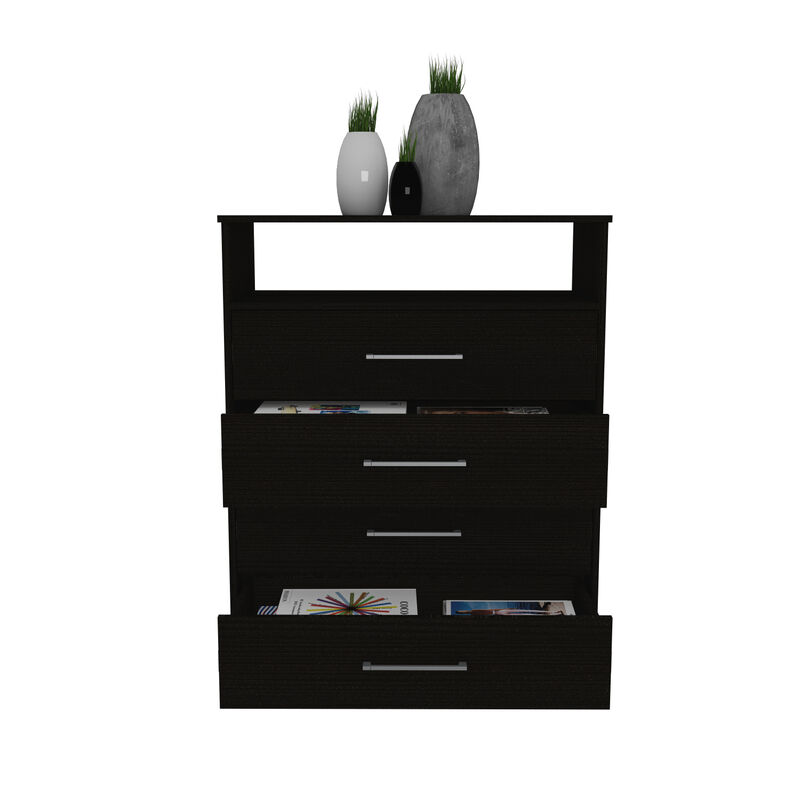 DEPOT E-SHOP Kairo Dresser, Four Drawers, One Shelf, Superior Top, Black image number 4