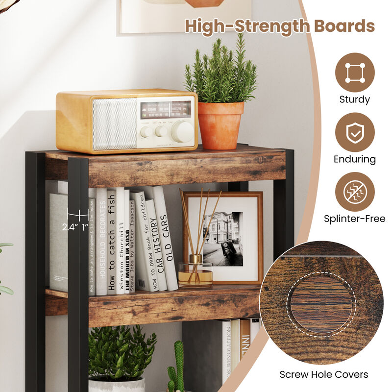 Modern 4-Tier Bookcase with Wooden Shelves and Dual Anti-Tipping Devices