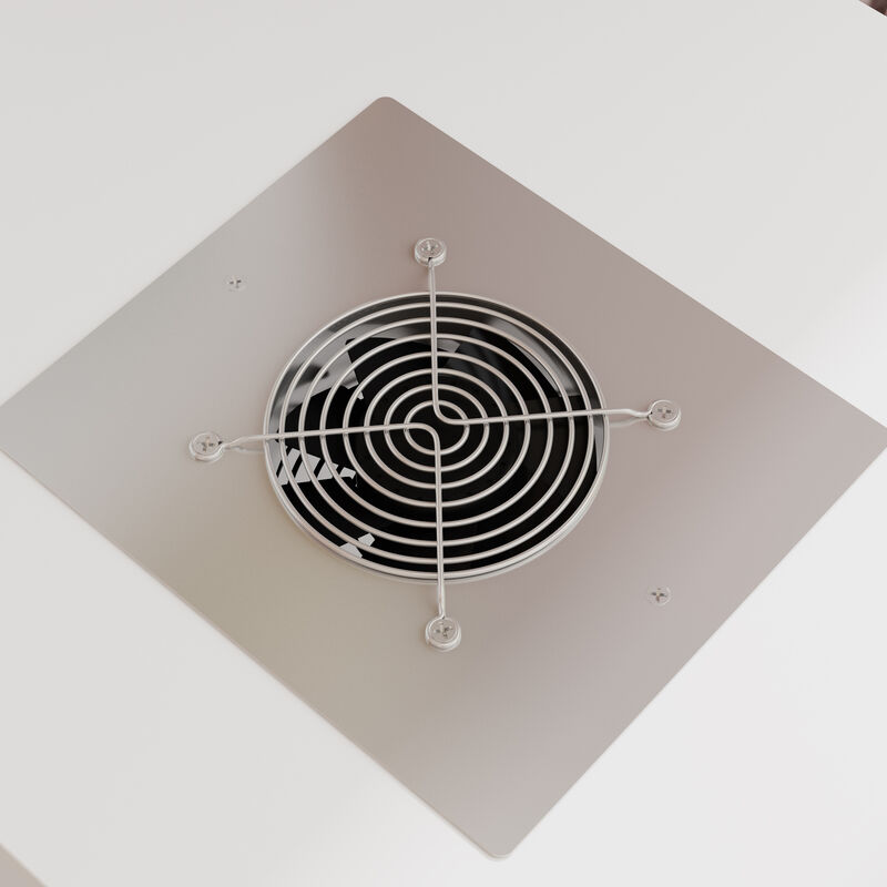 FUFU&GAGA Nail Station with Gold Handles Tempered Glass Top Integrated Vacuum and LED Shelves 47.2''L x 29.5''W x 49.8''H White