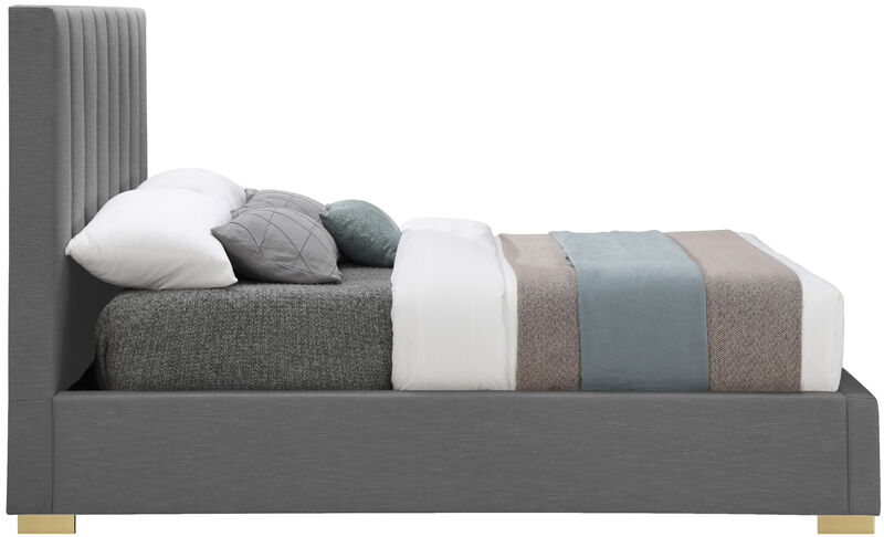 Meridian Furniture Pierce Grey Linen Textured Fabric King Bed image number 8