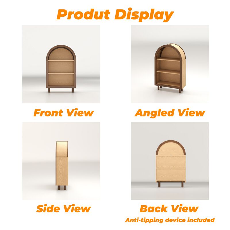Lusog Arched Small Bookcase Storage Cabinet image number 4