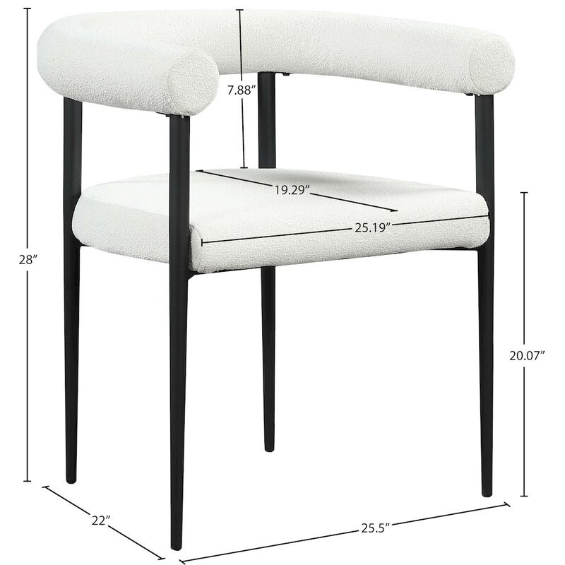 Meridian Furniture Louie Cream Boucle Fabric Dining Chair, Set of 2