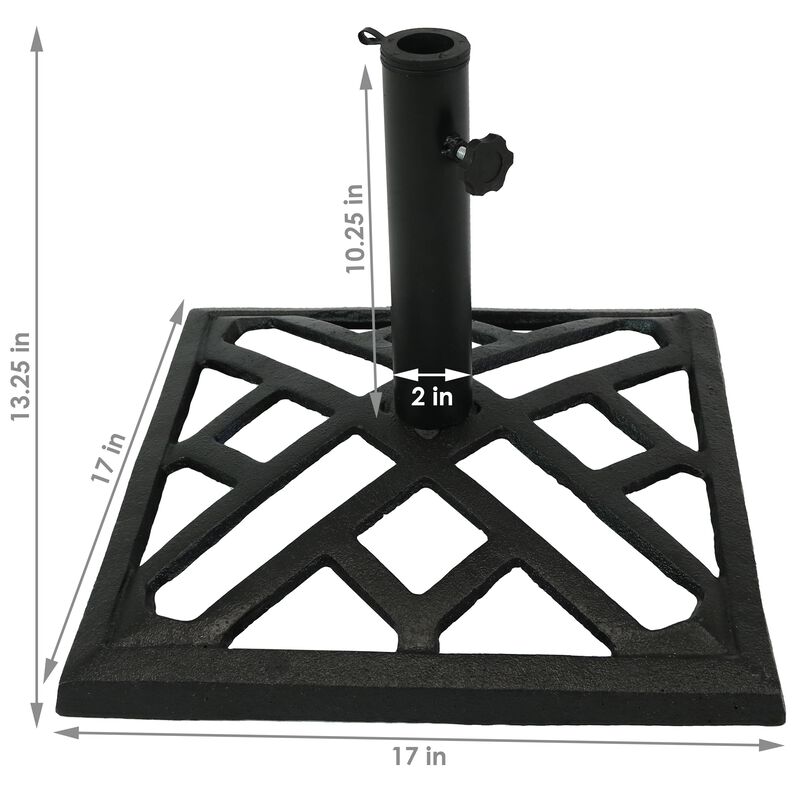 Sunnydaze 17 in Modern Geometric Cast Iron Square Patio Umbrella Base