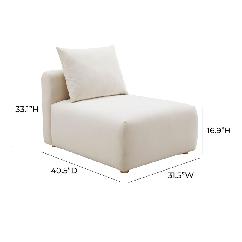 Tov Furniture Hangover Cream Linen Modular Armless Chair image number 2