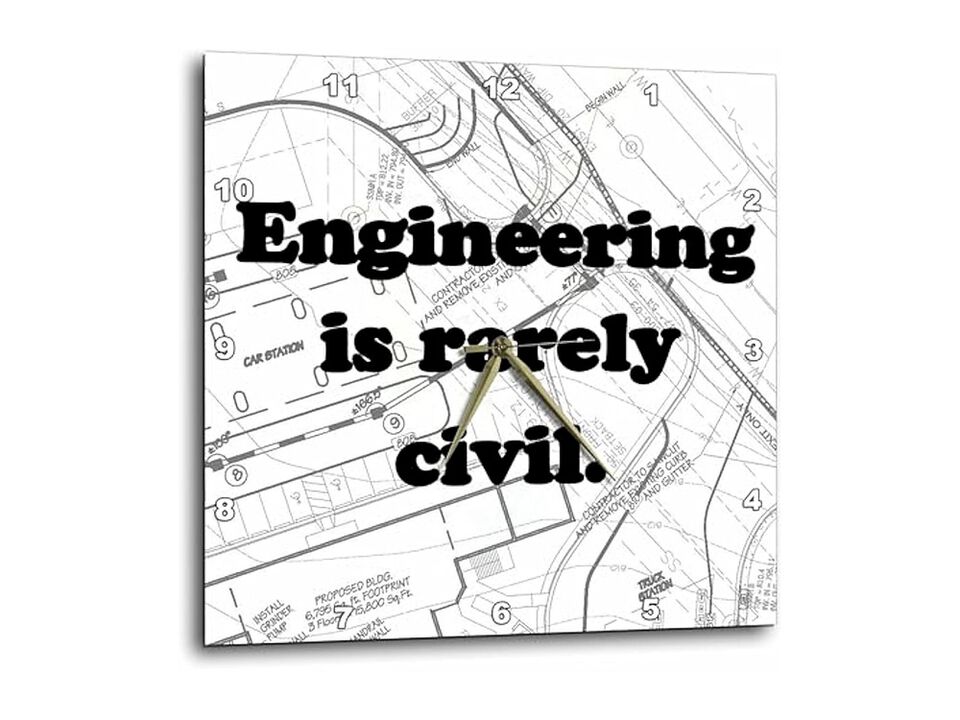 Engineering Rarely Civil Funny Quotes Wall Clock 10 Inch Silent Home Decor