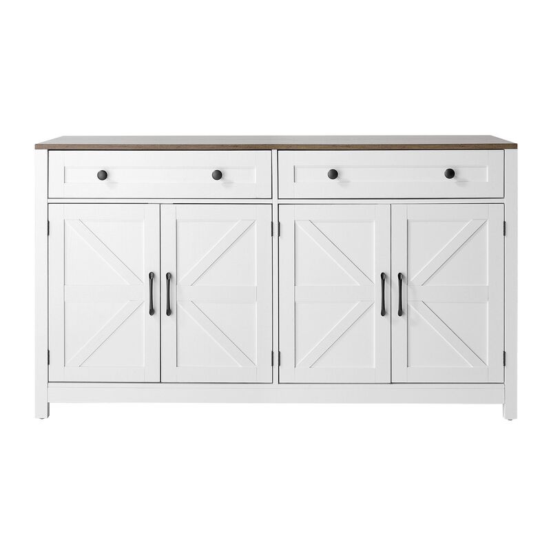 Coffee Bar Cabinet with Storage Drawers and Barn Doors for Kitchen image number 0