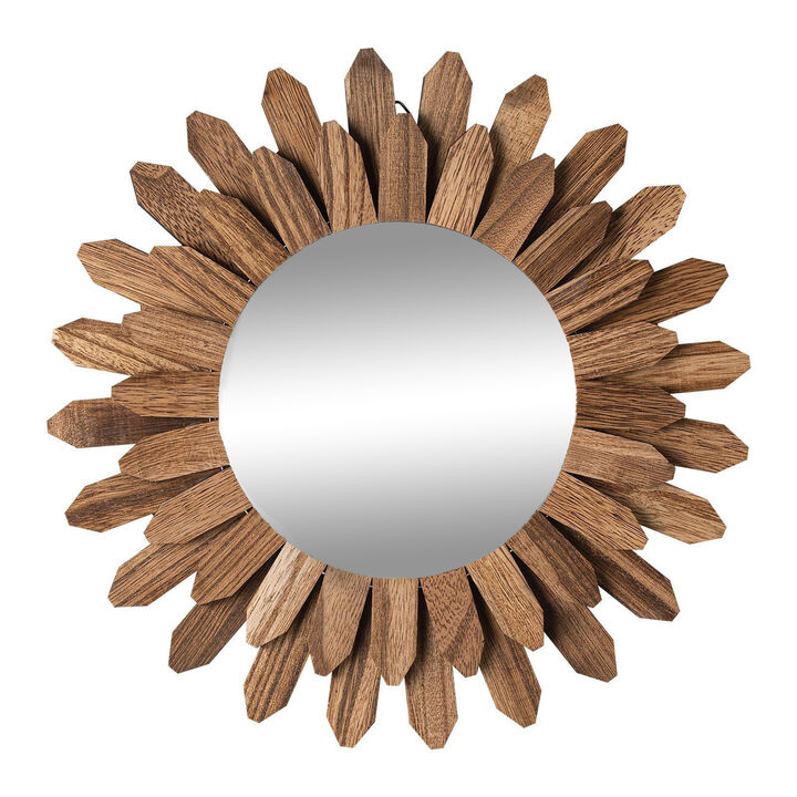 Farmhouse Wood Wall Mirror, Sunburst Decorative Mirror for Bathroom, Entryway & Living Room-Carbonized Black